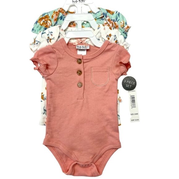 Baby Girl 3 pack Short Sleeve Onesies Bodysuits 0 - 9 Months Nicole Miller - Picture 1 of 4